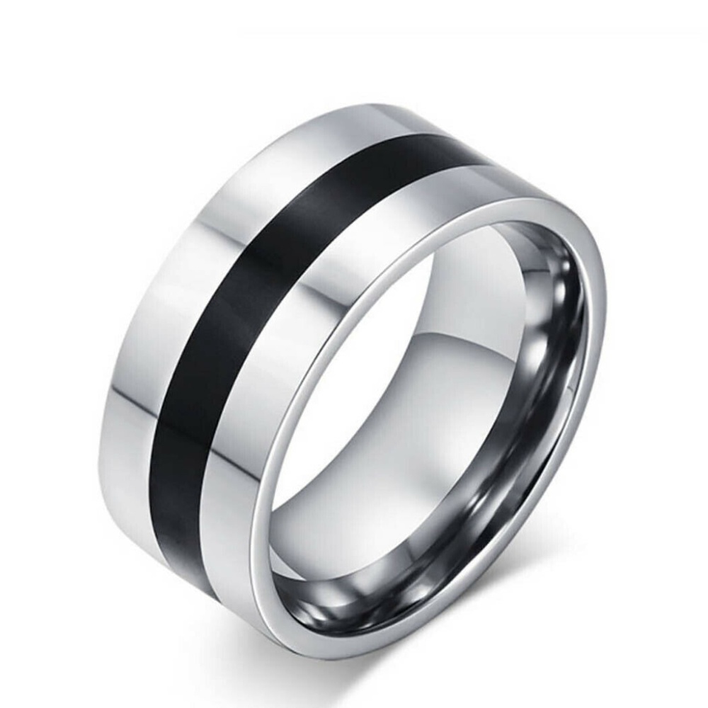 9mm Men's Stainless Steel Titanium Band Ring - Picture 1 of 3